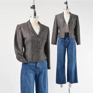 Vintage 90s does 40s Linen Ann Taylor Fitted Hourglass Suit Jacket XS S